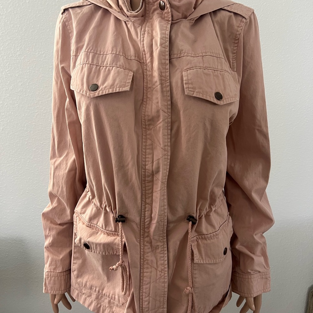 Forever 21 Dusty Pink Utility Anorak Jacket with Hood SZ XL Gently Used